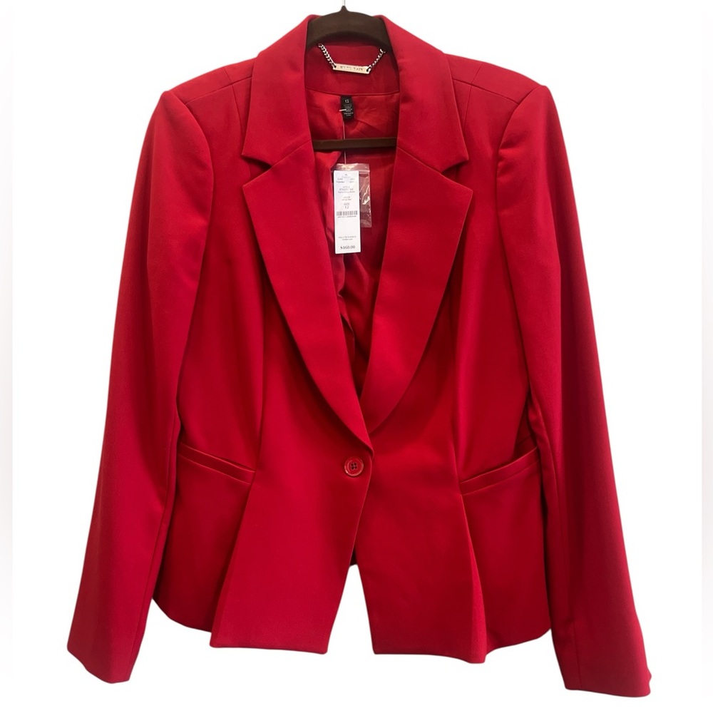 White House Black Market Vibrant Red Peplum Blazer/Jacket Size 12